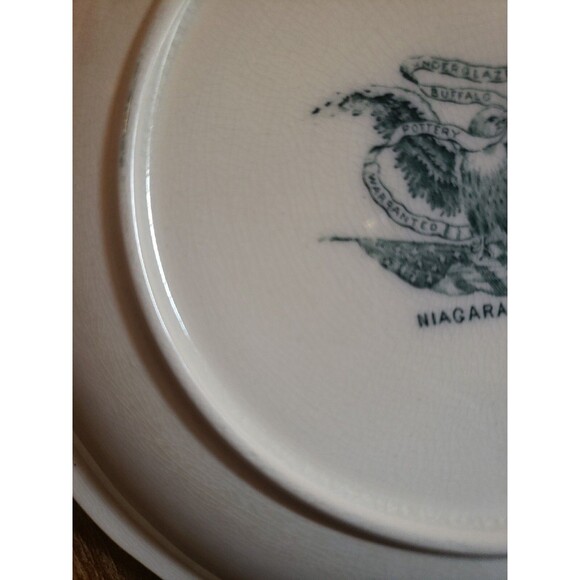 Buffalo Pottery Niagara Falls Souvenir Plate Dark Green 8" Waterfall Vacation - Picture 7 of 7